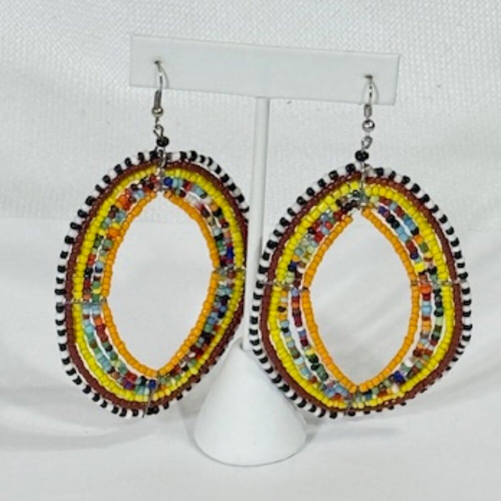 Handmade tribal multi-colored tribal earrings.